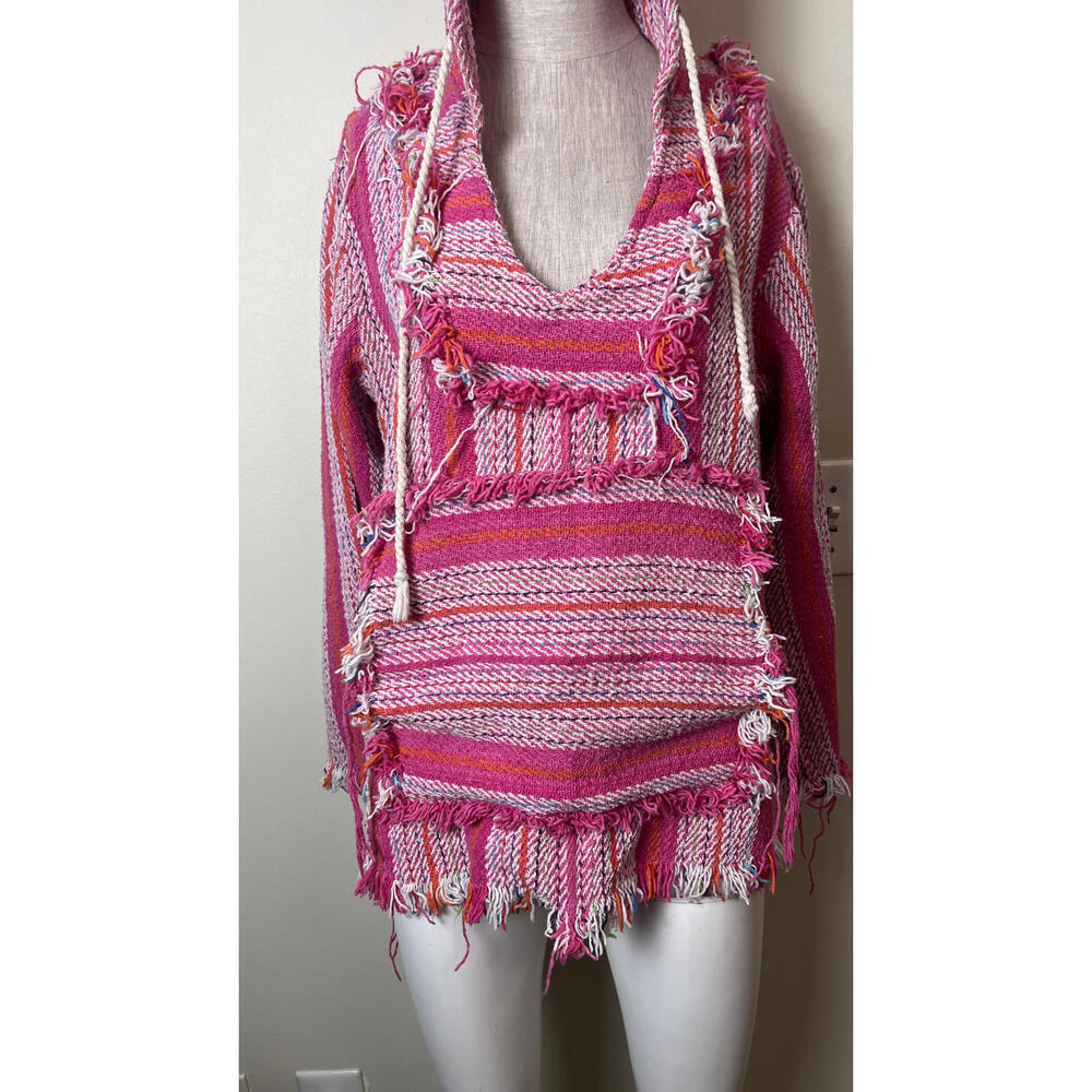 JEN'S PIRATE BOOTY FRINGE BOHO PINK BLANKET HOODIE M/L - Picture 4 of 10